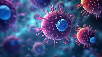 Fototapeta premium Medical illustration of viruses microscopic view 3d graphics style