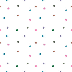 Seamless pattern of bright watercolor spots of pink, blue, green, purple, gray and brown colors, made in watercolor. Confetti, Easter. eggs, watercolor illustration on a white background. Template