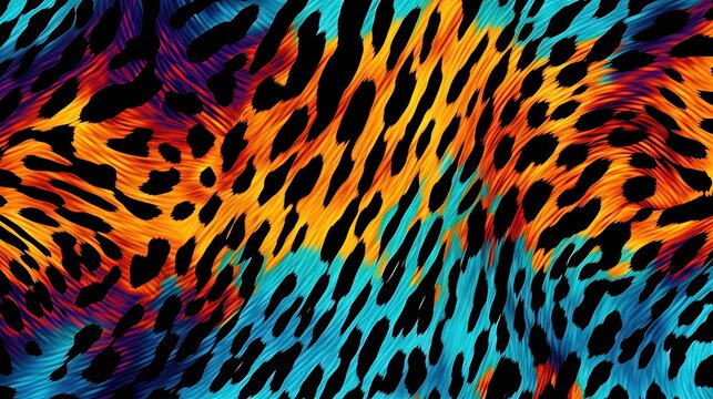 Leopard Textile print pattern.Geometric Lines Pattern Fashion Design.Abstract geometric swirl fractal.Tie Dye Background.Hippie abstract psychedelic stripe colors.Textile illustration