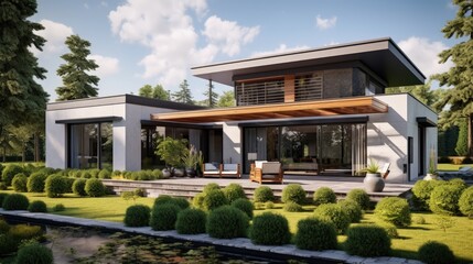 beautiful modern villa with garden, external