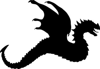 Dragon Silhouette SVG Vector The dragon is flying, the dragon is sitting, the dragon is standing, the dragon is crawling. Fire Dragon