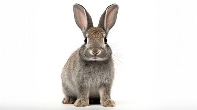 grey rabbit on a white background