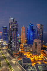 High rise office buildings on the Corniche in Doha