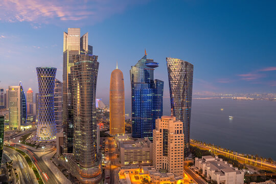 High rise office buildings on the Corniche in Doha