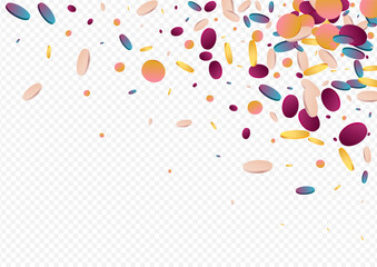Magic Confetti Transparent Purple Background.
