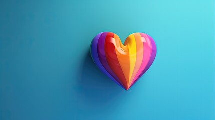 Heart in rainbow colors on a blue background. LGBT equal rights movement and gender equality concept. copy space