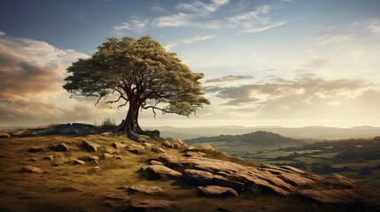 Illustration - the tree on the hill