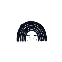 Sad rainbow logo icon Eyes sign Hand drawn ink sketch Decorative scrapbooking element Doodle design Children's emoji style Fashion print clothes greeting invitation card flyer banner poster cover book