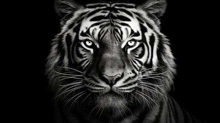 black and white wild tiger head