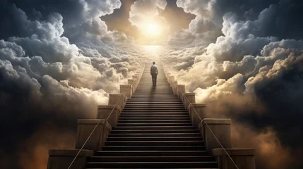 Foto op Canvas Stairway to heaven. Shot of a man on a stairway leading up to heaven. © HN Works