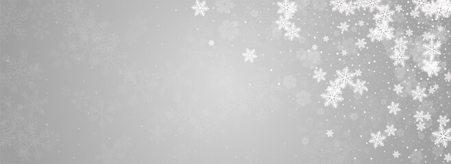 Golg Snowflake Vector Panoramic Grey Background.