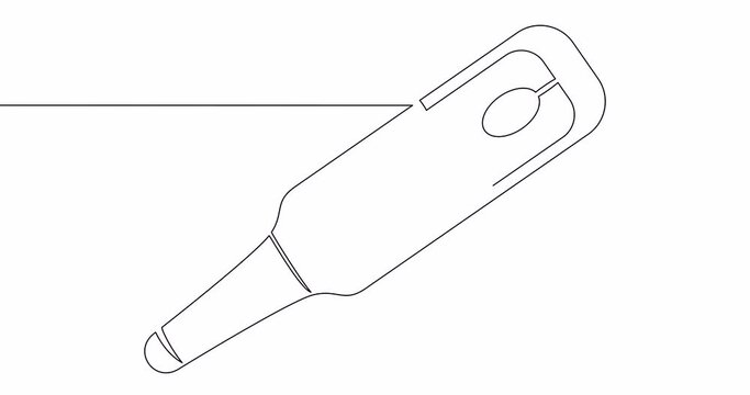 Self drawing line animation Thermometer medical equipment continuous one single line drawn concept video