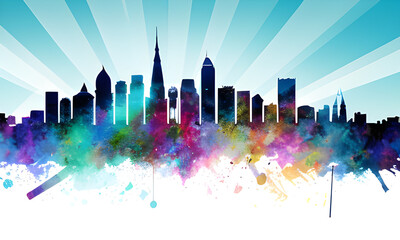 a dynamic background image Using a photograph of a city skyline 