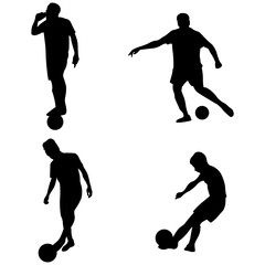 A set of vector set of football, soccer players silhouette.