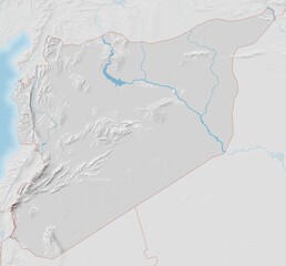 Topographic map of Syria with shaded relief	