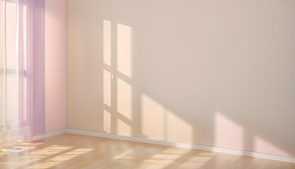 Fototapeta premium 3. A pink and ivory room. the interior design of a house. Generative AI