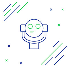 Line Tourist binoculars icon isolated on white background. Binoculars telescope on the observation deck for tourists. Colorful outline concept. Vector