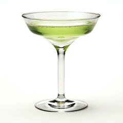 Green cocktail in martini glass isolated on white background