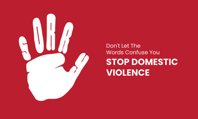 Obraz premium Stop, domestic violence, creative social issue, flat illustration, acknowledge domestic violence, aesthetic illustration, Concept of domestic abuse and sexual harassment, violence against women