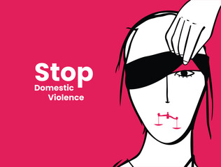 	
Stop, domestic violence, creative social issue, flat illustration, acknowledge domestic violence, aesthetic illustration, Concept of domestic abuse and sexual harassment, violence against women - obrazy, fototapety, plakaty
