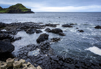 Giant's Causeway, an area of about 40,000 interlocking basalt columns in Northern Ireland - 666061702