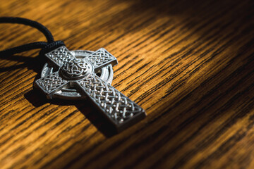 Celtic cross, silver pendant with ornament