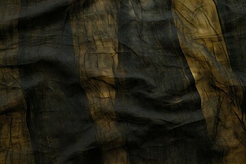 Texture, background, pattern,  crumpled black and yellow silk fabric