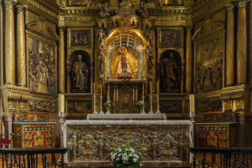 Fototapeta na wymiar The Altar with the Holy Souls of the Purgatory in Basilica de la Virgen de la Encina, Ponferrada, Leon, Spain