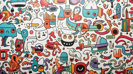 Fototapeta premium cute cartoon doodle pattern