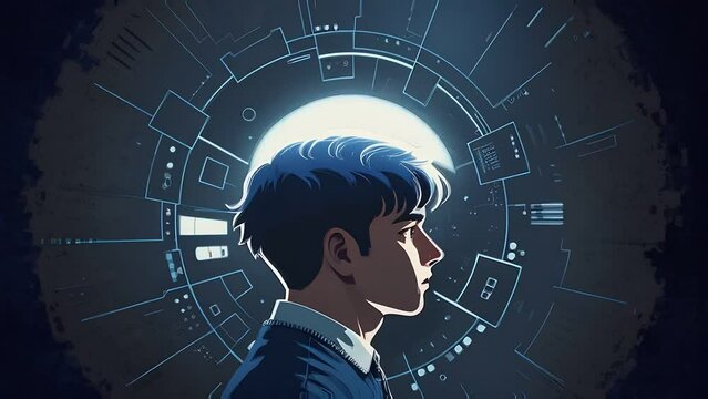 Boy Profile Picture K illustration animation. Created using Generative AI Technology
