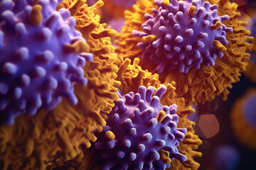 Purple and orenage virus.