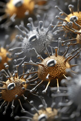 Gold and silver futuristic virus.
