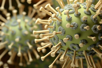 Olive green and beige virus.