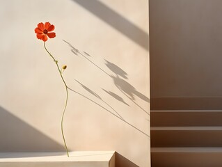 flat white wall with flower