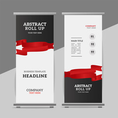  modern business roll up banner design display standee with creative ribbon