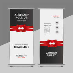  modern business roll up banner design display standee with creative ribbon