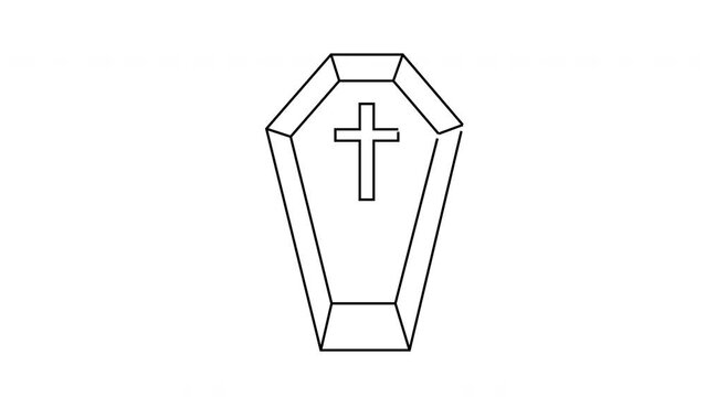 Animated video creates a sketch of a coffin icon