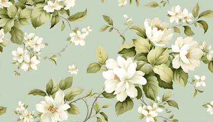 A fantasy themed green flowers background, AI generative.