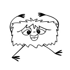 Line sketch, coloring of a funny furry monster. Vector graphics.