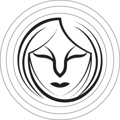 women face aesthetic with line art style logo design illustration
