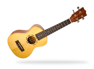 Ukulele acoustic guitar on a white background