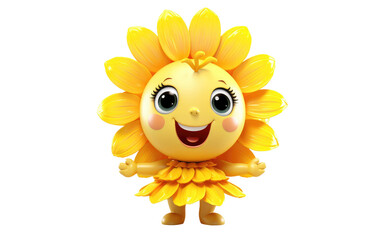 Sunflower Fairing Have Smiling 3D Character Isolated on Transparent Background PNG.