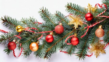 Obraz na płótnie Canvas christmas tree branch with christmas decorations