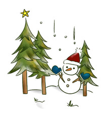 クリスマスツリーと雪だるま