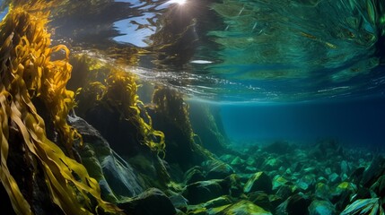 Fototapeta na wymiar The Channel Islands host a vibrant submerged forest of Giant Kelp home to countless marine species