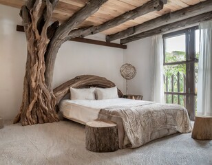 Habitación de madera natural