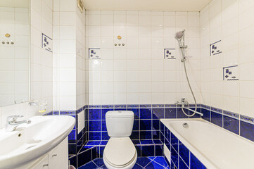 interior apartment room bathroom, sink, decorative elements, toilet