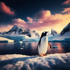 Poster Pingüino en un paisaje espectacular 4K © coor