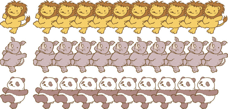 ライオンとサイとパンダのラインダンス