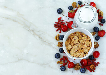 healthy eating breakfast granola with berries and chia seeds